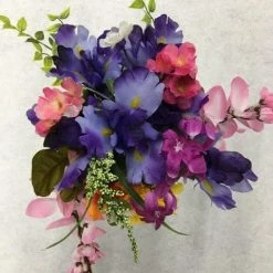 Something Blue Wedding Tin Bucket W/ Colorful Floral Arrangement Silver Size 10"