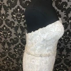 Something Blue WEDDING DRESSES Justin Alexander Beaded Lace Ivory Size 20 W/ DETACHABLE TRAIN