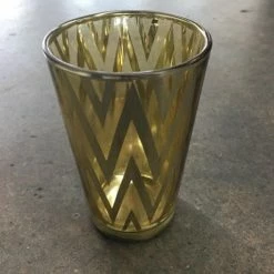 Something Blue Wedding DECOR Votive Holder Glass Gold Size 4.25