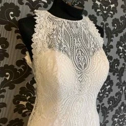 Something Blue Allure L461 Size 12 Ivory Lace Highneck Sheath WEDDING DRESSES