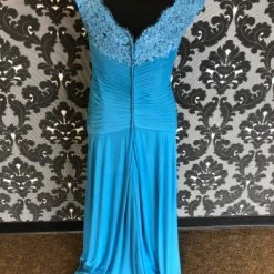 Something Blue Mon Cheri 115608 Women's Formal Poly-Spandex Light Blue Size 16