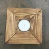 Something Blue Wedding Square Dark Stain Wood Tea Light Holder W/ Tea Light DECOR