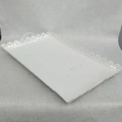 Something Blue Tray Size 11" X 17" Metal White Serving Tray CAKE ACCESSORIES
