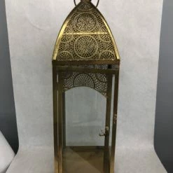 Something Blue Lantern Size 8"x27" Metal/glass Gold