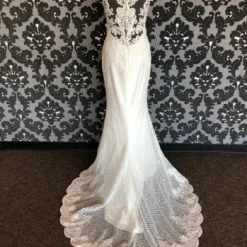 Something Blue As Is Casablanca 2377 Wedding Dress Lace Ivory Size 12 Sleeveless WEDDING DRESSES