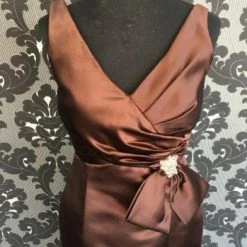 Something Blue Belsoie L144066 Women's Formal Satin Espresso Size 10 Floor Satin