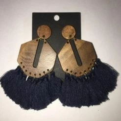 Something Blue Wedding JEWELRY Panache Navy Wood Tassel Earrings