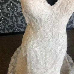 Something Blue Maggie Sottero Wedding Dress Lace Ivory Size 8 Strapless