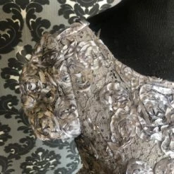 Something Blue Alex Evenings Formal Rosette Grey Size 8 Cap Sleeve