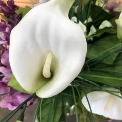 Something Blue DECOR 30" Purple, White And Green Floral Arrangement In Silver Vase