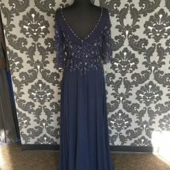 Size 10 Navy Montage Floor Tulle/Chiffon 3/4 Length FORMAL DRESSES FORMAL/MOTHER'S DRESSES
