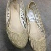 Size 7 Gold Ollio Floral Glitter Mesh Ballet Flats NEW ARRIVALS