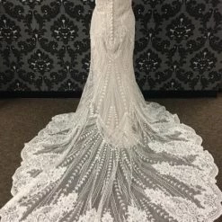 Something Blue Wedding Allure Bridal Women's Wedding Dress Lace Ivory/Champagne Sheath