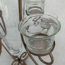 Something Blue Candelabra Glass/Metal Clear/Bronze Size 11" X 12" Scrollwork CANDLES DECOR