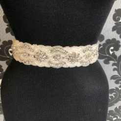 Something Blue Davids Bridal Belt Rhinestone Ivory