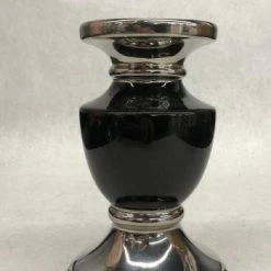 Something Blue DECOR Signature Homestyles Pillar Candle Holder Ceramic Black/Silver CANDLES