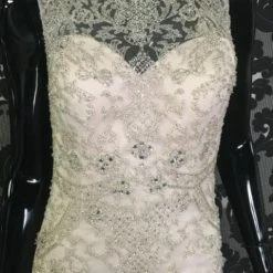 Something Blue Wedding Stacey's Wedding Dress Beaded Champagne Size 2 Highneck WEDDING DRESSES