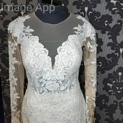 Something Blue Essense Of Australia D2602 Lace Porcelain AS IS HOLES IN MESH THROUGHOUT WEDDING DRESSES