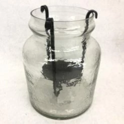 Something Blue Pier 1 Imports Candle Holder Glass/Metal Clear/Bronze Size 8.5"x6.5" CANDLES