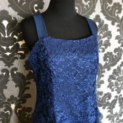 Something Blue FORMAL/MOTHER'S DRESSES Women's Formal Lace/Chiffon Navy Size S Tea Length
