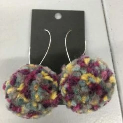 Something Blue Wedding Yarn Pom Earring