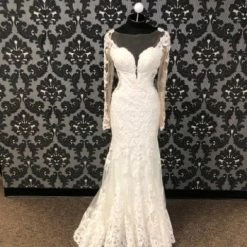 Something Blue WEDDING DRESSES Martina Liana 935cr Lace Ivory Size 10 AS IS LARGE HOLES BACK MESH/ SLEEVES