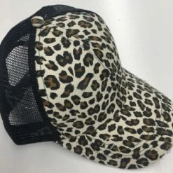 Something Blue Wedding Black Mesh Small Cheetah Print Adjustable Trucker Hat THE PARLOUR