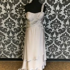 Something Blue Size 14 Charcoal Sarah Danielle Evenings Floor Chiffon One Shoulder