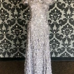 Something Blue Alex Evenings Formal Rosette Grey Size 8 Cap Sleeve