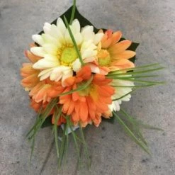 Something Blue Wedding DECOR Bouquet Flowers Coral/Ivory Size 7" FLORAL