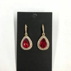 Something Blue Sophia Collection Earrings Rhinestone Red/Gold Dangle NEW ARRIVALS