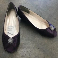 Something Blue Wedding Davids Bridal Kelsey Women's Shoe Satin Plum Size 11W SHOES NEW ARRIVALS