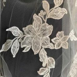 Something Blue VEILS Finger Tip Ivory Tulle And Floral Lace Veil