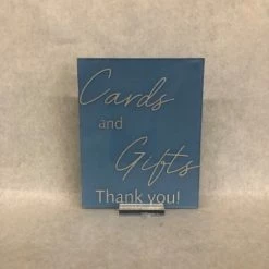 Something Blue DECOR "Cards And Gifts..."Sign Size 2pc Acrylic Periwinkle SIGNS