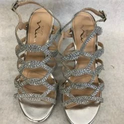 Something Blue Touch Of Nina Rhinestone Silver Size 8M Strappy Heels