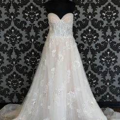 Something Blue CallaBlanche 121228 Wedding Dress Size 14 Lace/Tulle Ivory/Blush Strapless