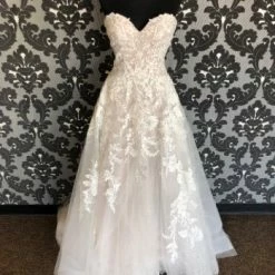 Something Blue Da Vinci Women Wedding Dress Sequin Lace Ivory/latte Size 4 WEDDING DRESSES