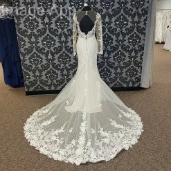 Something Blue Essense Of Australia D2602 Lace Porcelain AS IS HOLES IN MESH THROUGHOUT WEDDING DRESSES