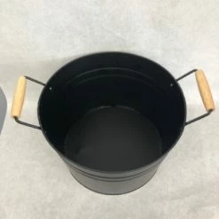 Something Blue Bucket Size 12"x7.5" Metal Black CONTAINER