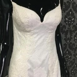 Something Blue Wedding WEDDING DRESSES Mc Skylar Women's Wedding Dress Lace Ivory Size 10 Spaghetti