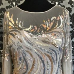 Something Blue FORMAL/MOTHER'S DRESSES Aidan Mattox Size 14 Tulle Gray And Silver With Sequins Formal