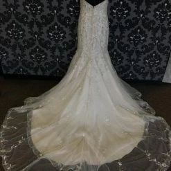 Something Blue Wedding Size 12 Light Gold/ Silver Mori Lee Beaded Strapless Fit & Flare