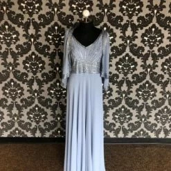 Something Blue JKara Size 6 Light Blue Chiffon And Beaded Formal Dress With Jacket