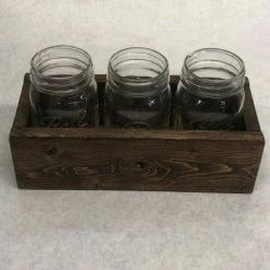 Something Blue DECOR Mason Jar/Wood Box Wood/Glass CENTERPIECES