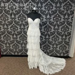 Something Blue Allure Bridal D268 Women's Wedding Dress Sequin Lace Ivory AS IS HOLE IN TRAIN