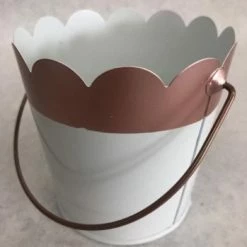 Something Blue Bucket Metal White/Rose Gold Size 4.25"x4.25" CONTAINER