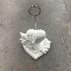 Something Blue Wedding 12ct White Porcelain Heart Shape Place Card Holders