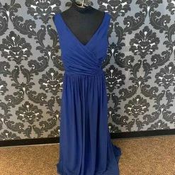 Something Blue Levkoff 1162 Formal Chiffon Marine Blue Size 28 FORMAL/MOTHER'S DRESSES