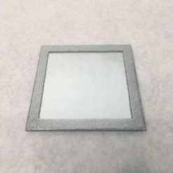 Something Blue DECOR Candle Plate Mirror/Glitter Silver Size 4.5"x4.5" MIRRORS