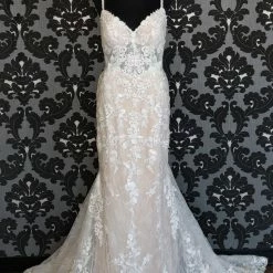 Something Blue Stella York 7370 Wedding Dress Size 14 Lace/Tulle Ivory Sleeveless Sheath WEDDING DRESSES